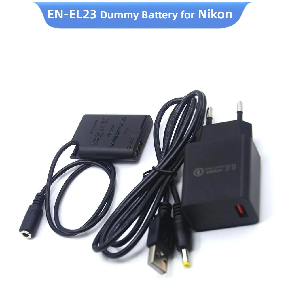 

ENEL23 EN-EL23 Dummy Battery EP-67A DC Coupler+USB Power Cable+QC3.0 Charger For Nikon Coolpix P600 P610 P900s E700 S810C Camera
