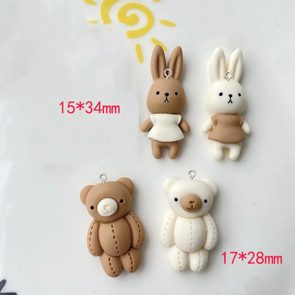 10Pcs Cartoon Bear Rabbit Resin Charms Pendants for Earrings Necklace Bracelet Jewelry Making Accessories DIY Handmade Craft | Украшения и