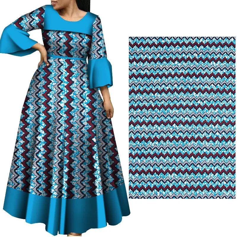 Ankara African Polyester Prints Batik Patchwork Fabric Real Cloth Wax High Quality Africa Sewing Material 6yards For Party Dress