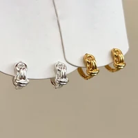 PONYKISS – boucles d'oreilles à double couche en forme de nœud, couleur argent, pour femmes, accessoires de bijoux géométriques vintage à la mode 2