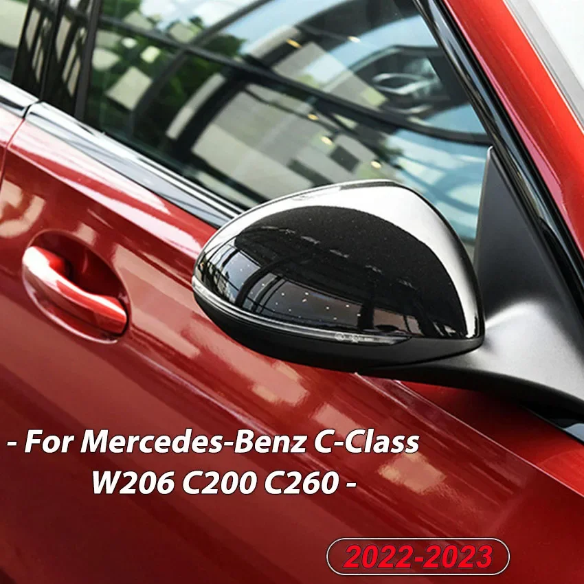 

Для Mercedes-Benz C-Class W206 C200 C260 2022-2023, защитная рамка для зеркала заднего вида, декоративная наклейка, черный/карбоновый вид
