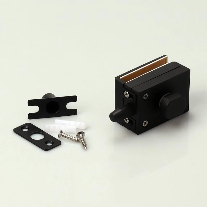 

Дверные замки без ключа, офисные напольные защелки из сплава с Одним Болтом, черные, для раздвижных стеклянных дверей, 8-12 мм, без сверления, FG1185, 2 шт.