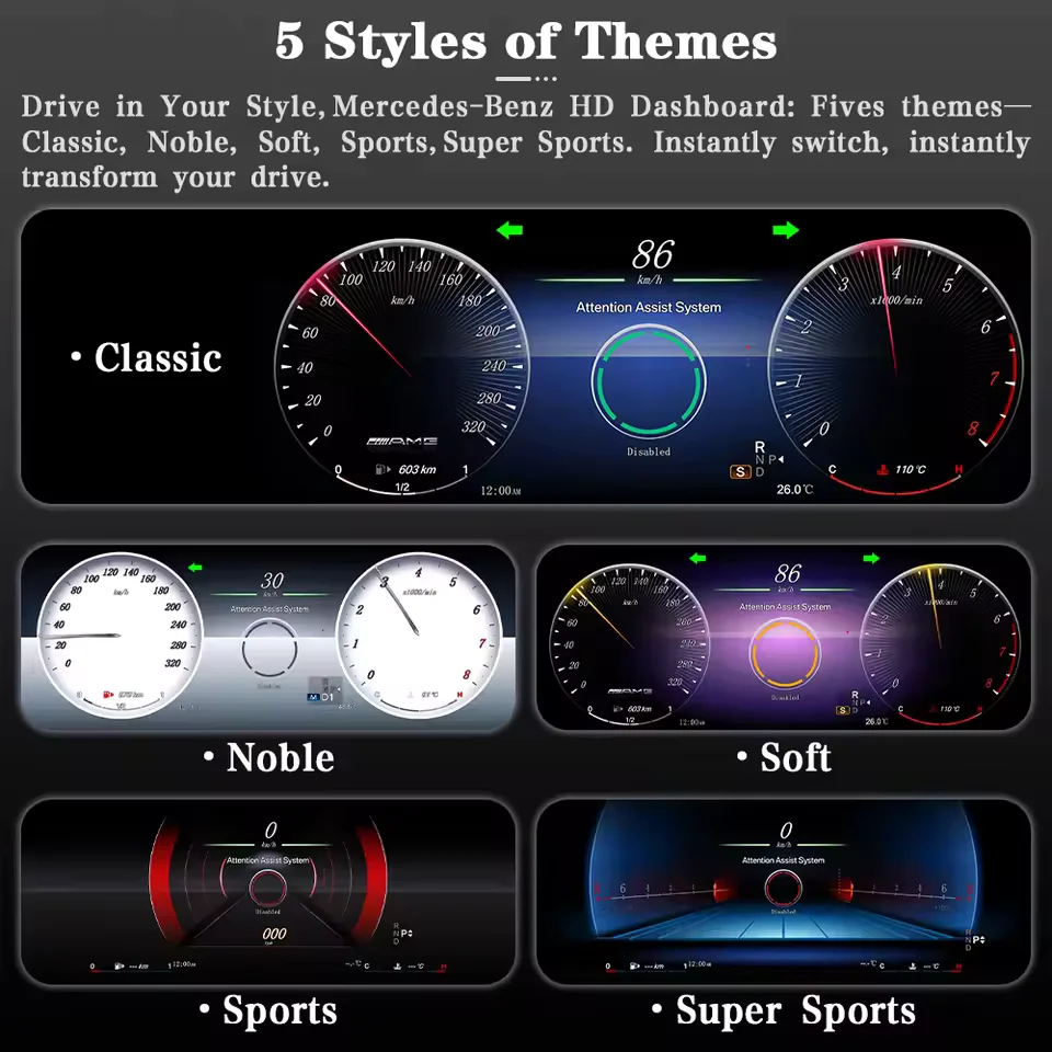 Sistema Linux Panel de salpicadero LCD para coche para Mercedes Benz A GLA CLA W176 C177 X156 2014 -2019 pantalla de velocímetro de pantalla de instrumentos 4