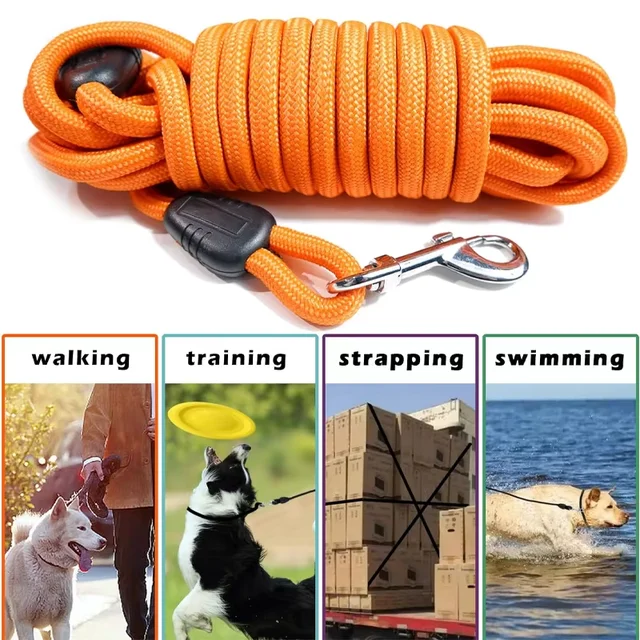 5M/10M/15M Long Rope Training Dog Leash- Heavy Duty Nylon Recall Agility Training Dogs Lead Leash For Medium Large Dog Leash 6