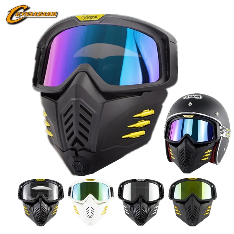 Muf eigenaar Uitgraving Motorfiets Vintage Bril Afneembare Helm Masker Bril Cool Design Retro Helm  Bril Motorfiets Bril Goggle En Masker|Motorbrillen| - AliExpress