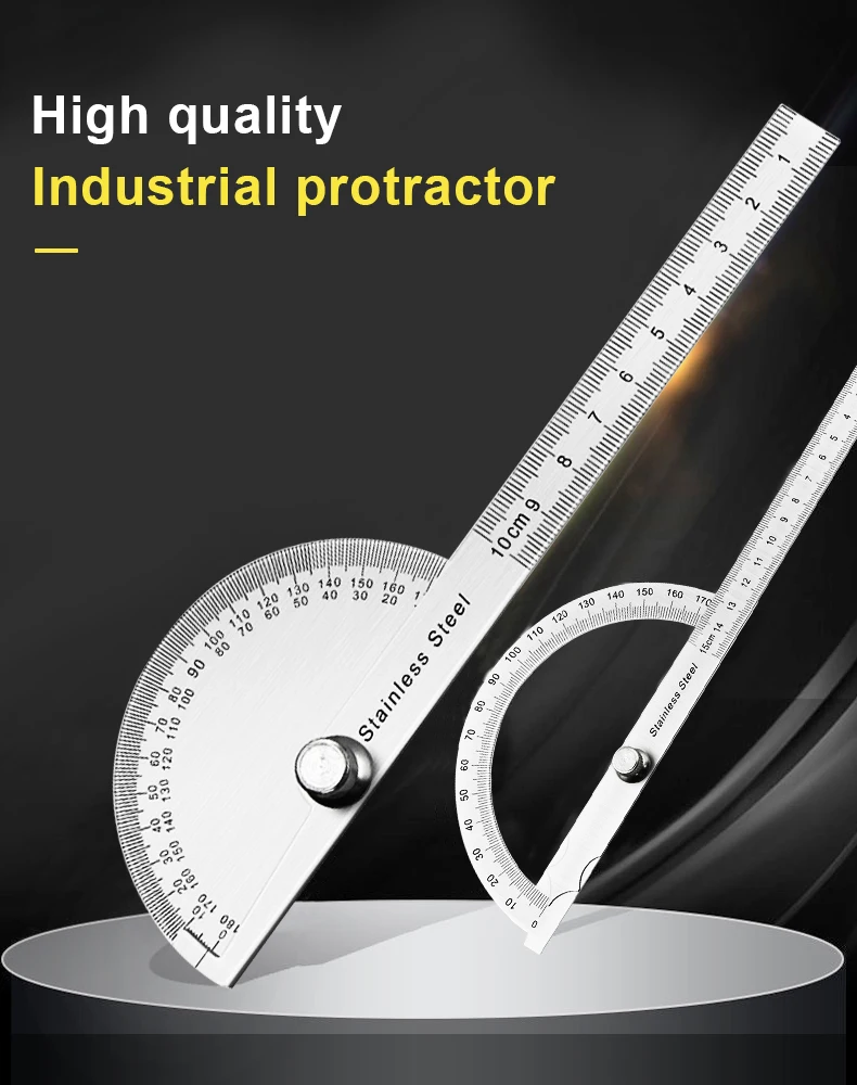 180 Degree Protractor Metal Angle Finder Goniometer Stainless Steel