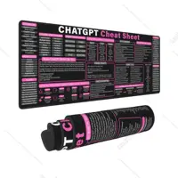 Chat GPT Cheat Sheet Mouse Pad Gift for Computer Programmer Gift for Hacker Unique Pink Mouse Mat for Office Work 31.5x11.8 Inch 1