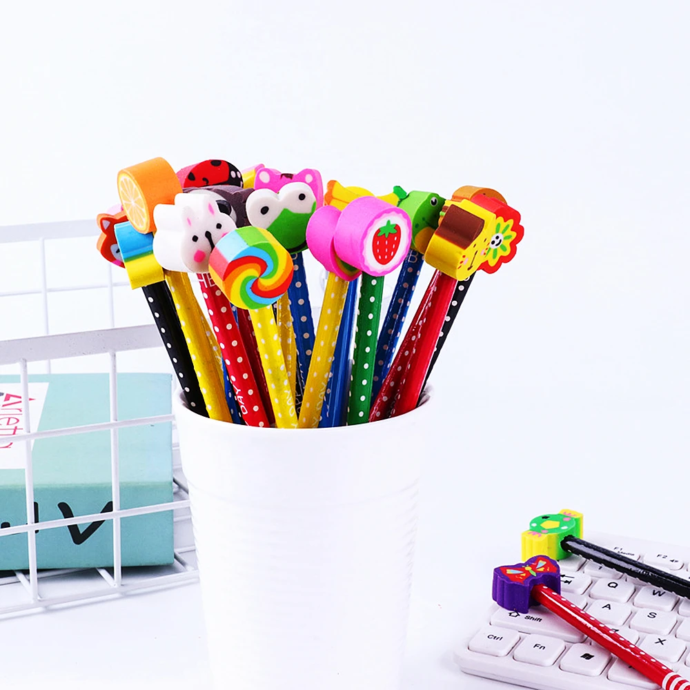 Cute Cartoon with Eraser Pencil Kids Birthday Party Start of School Boy Girl Gift Kindergarten School Prize Gift Pack 20Pcs party toys,toy gift filler