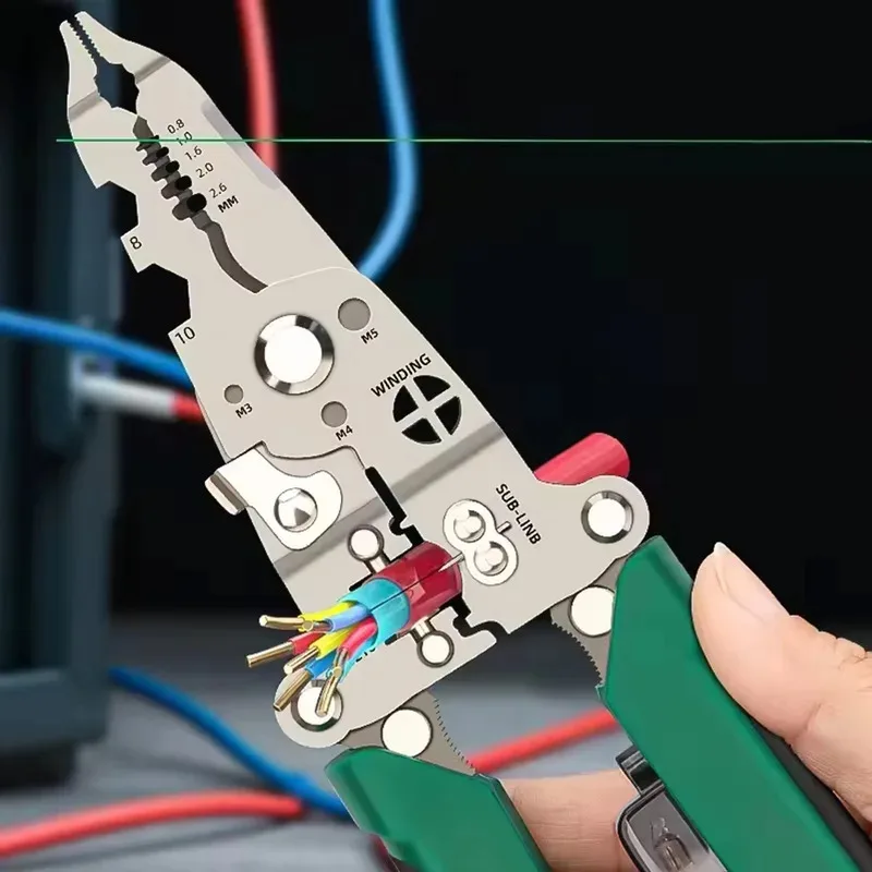 Winter New Multifunctional Wire Stripper with Electrical Test Pen Foldable Cable Cutter Crimper Tool Electrical Folding Pliers