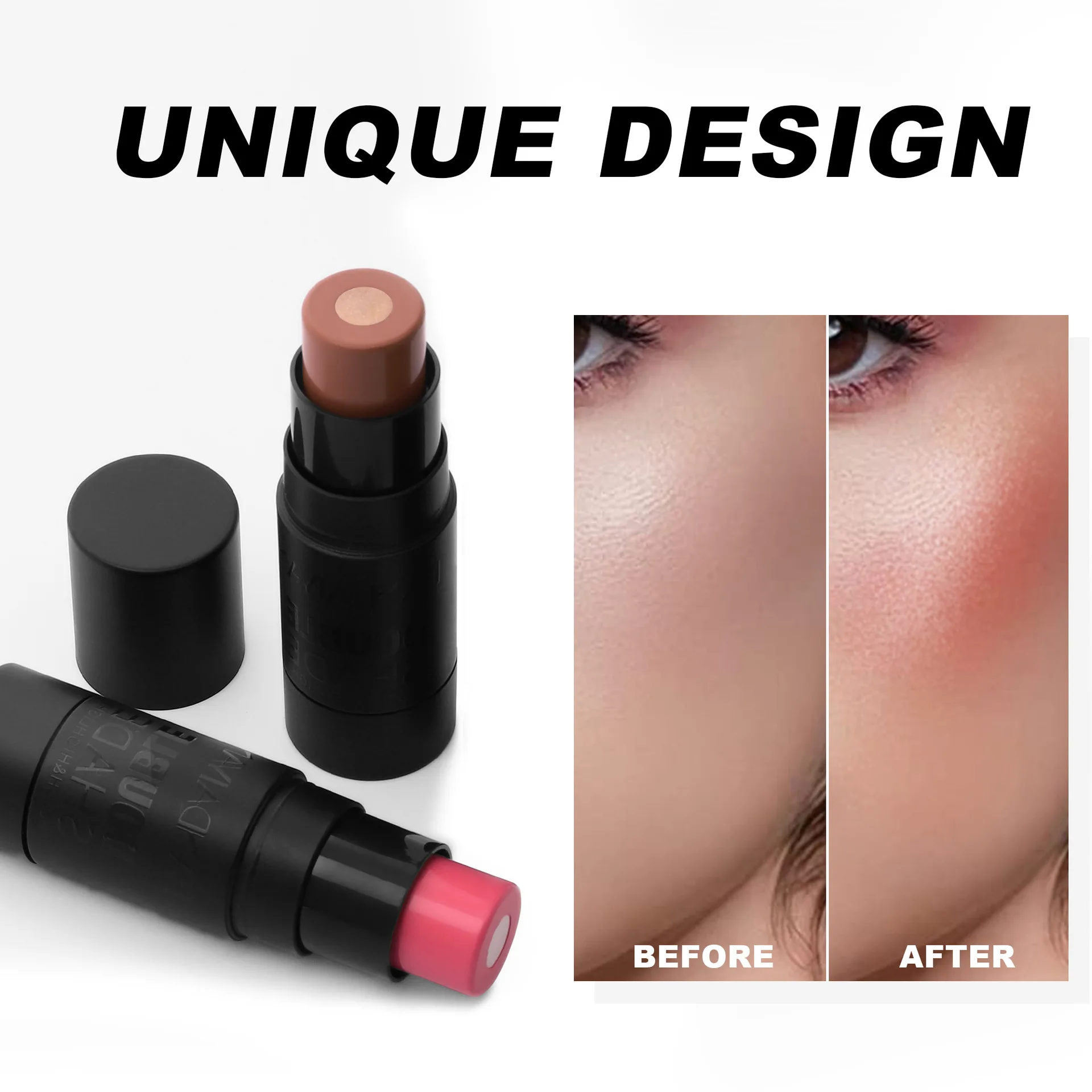 Blush Stick Blush Cream Cream Blusher Facial Blusher Blush&Highlighting Stick 2 in 1 Face Brightening Blusher Stick Rouge Face Blush Cream Moisturize Illuminator Makeup