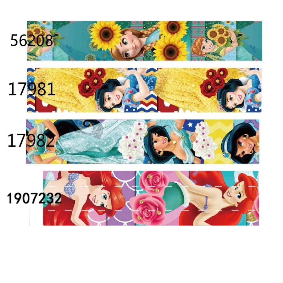

5Yards Disney Princess Ribbons Printed Flower Grosgrain Ribbon for DIY Hairbow Craft 25MM 38MM