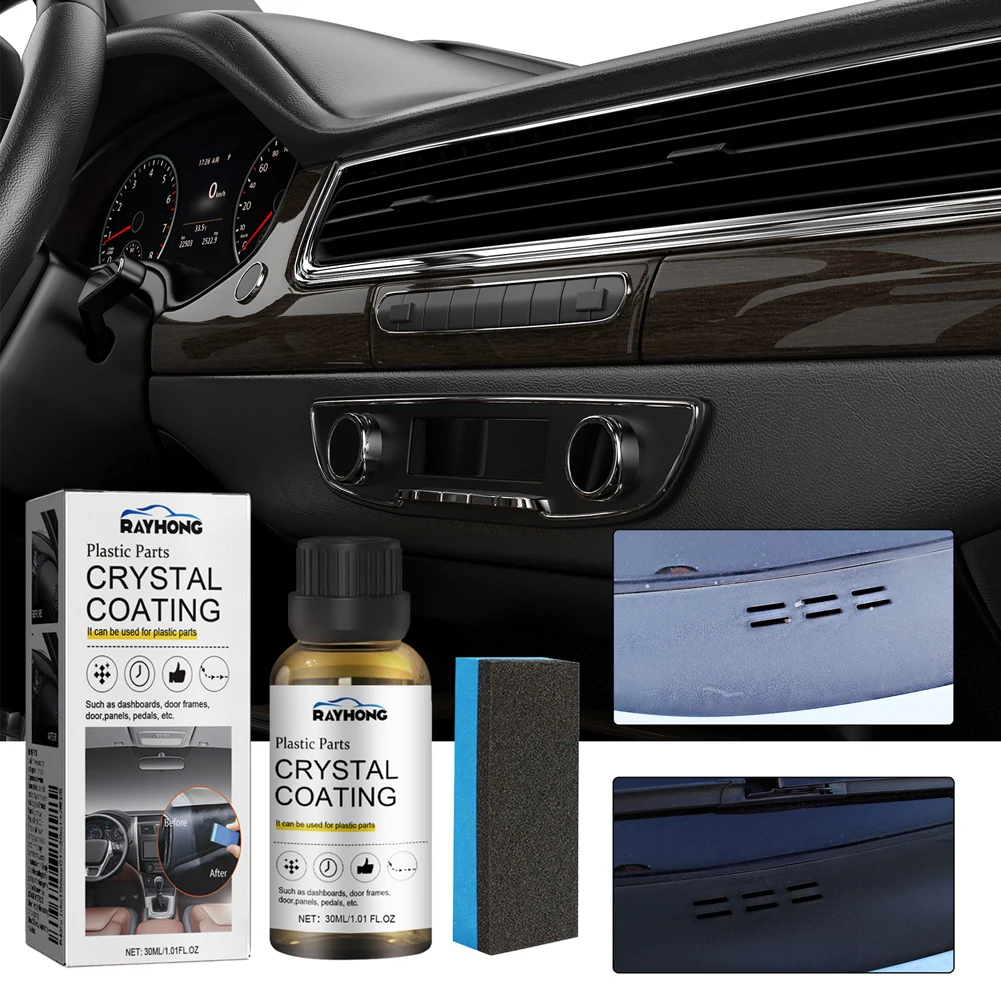 10-1sets Crystal Coating Wax Car Plastic Trim Restorer 30ML Car Panel Renovated Retreading Agent for Car Maintenance 3