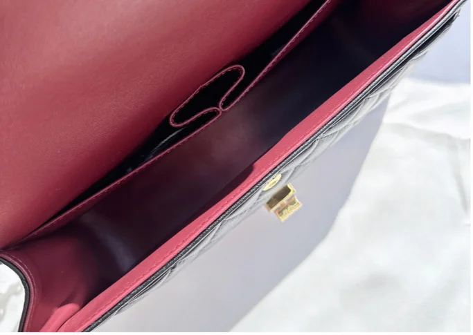 Damen Stepptasche Aus Lammleder Mit Kette Umhängetasche_voghion.com
