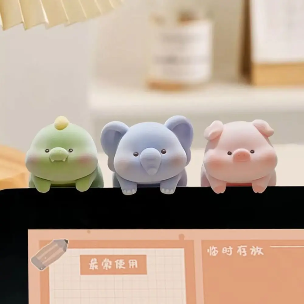 Flocking Computer Monitor Decoration Panda Dog Desk Ornament Screen Animal Model Elephant Cartoon Center Console Doll