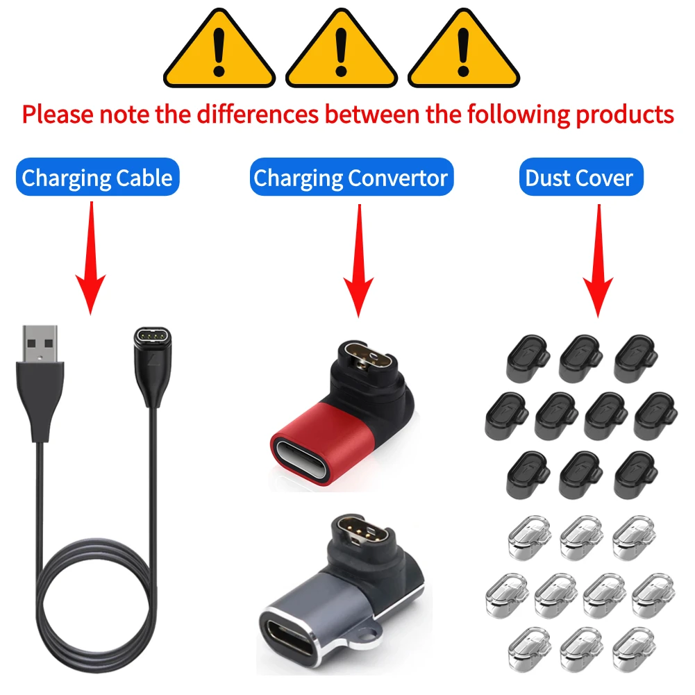 Charging Cable for Garmin Fenix 7/7S/7X/6/6S Forerunner 745 Venu Instinct Micro USB Type C IOS Watch Charger Adapter Converter