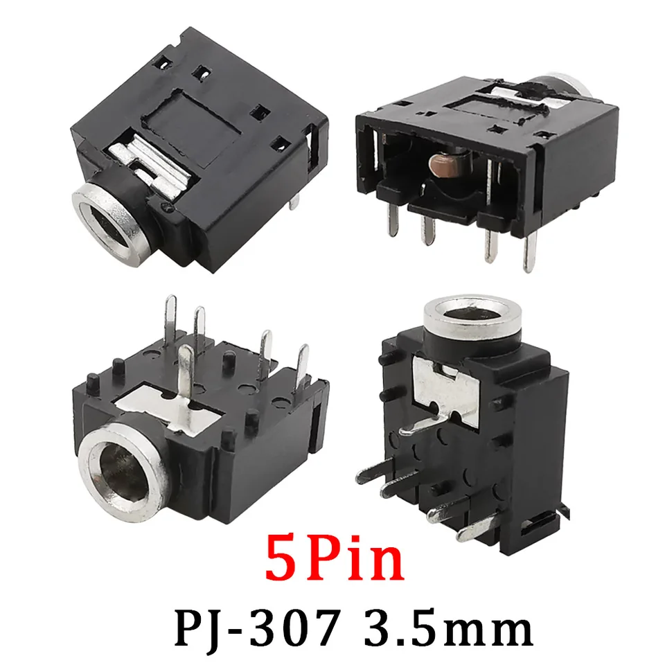 3.5 mm Audio Jack Connector PCB Mount Female Socket 5 Pin PJ-307 5pcs