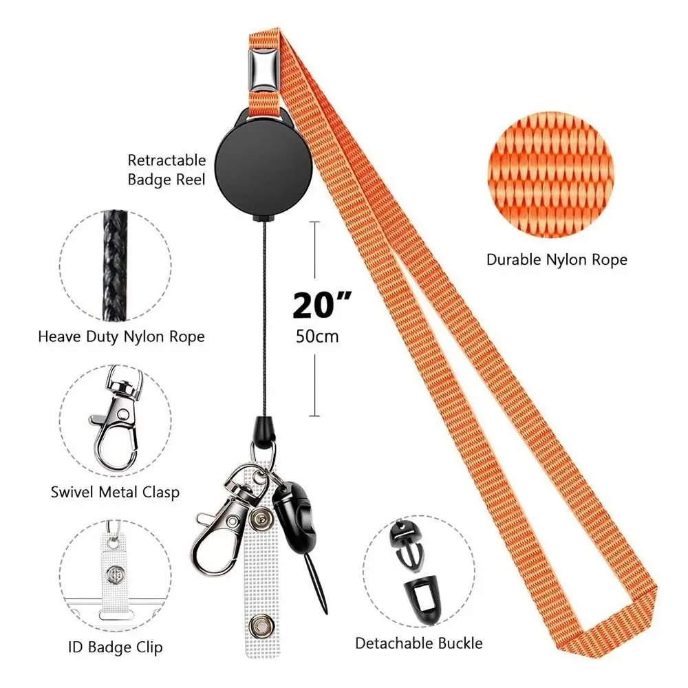 Premium Retractable Badge Holder with Neck Strap and Keychain Lanyard
