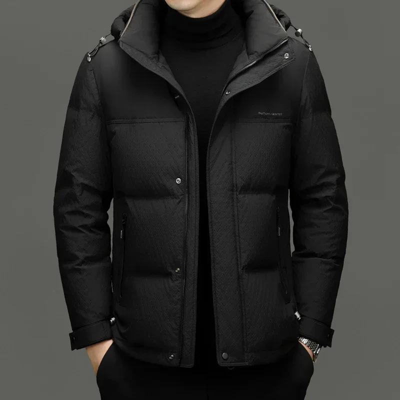 thumbnail image 1 of Chaqueta corta de plumón, chaquetas con capucha, ropa de diseñador para hombre, chaquetas acolchadas ligeras con relleno de plumón de pato, abrigo cálido de invierno para hombre, 1 of 5