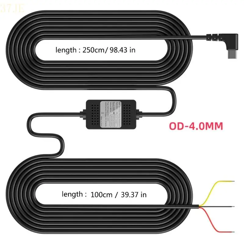 37JE Type C Dashcam Power Cord with Low Full Time Monitoring