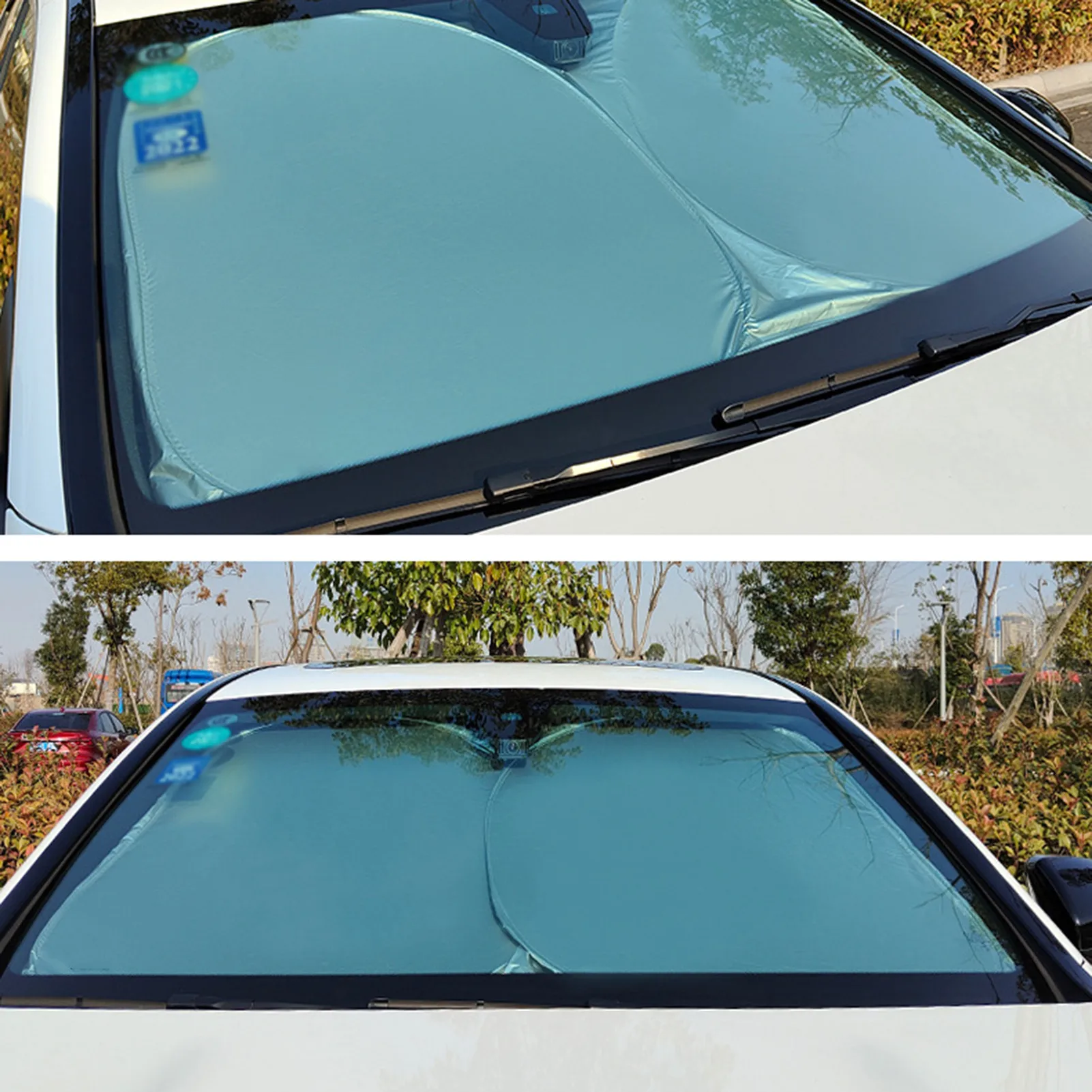 Car Windshield Sunshade Summer Sun Protection Heat Insulation Cloth Foldable Car Sun Visor Front Windshield Shade Umbrella