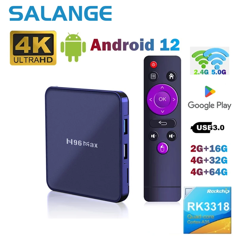 

H96 MAX V12 RK3318 Smart TV Box Android 12 4G 64GB 32G 4K Dual Wifi BT 4.0 Media player H96MAX TVBOX Set top box 2GB 16GB