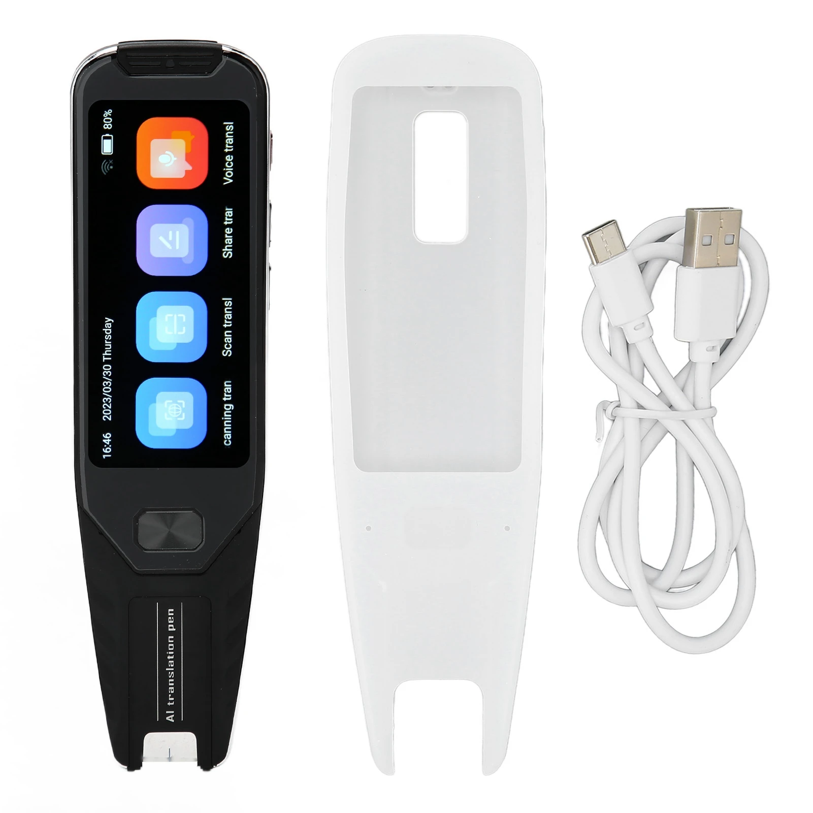 Pen Scanner Bolígrafo de traducción inteligente 3,5 pulgadas 134 idiomas HD Bluetooth Lápiz traductor de idiomas para estudiar Negro
