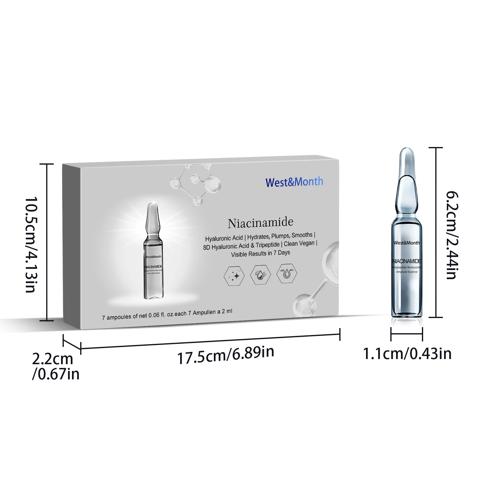 West Month 2MLx7PCS Reyouth Anti Ag-ing Essence Ampoule, Hyloranic Acid Hyaluronic Acid Essence Moisturizing Essence Ampoule Set 5