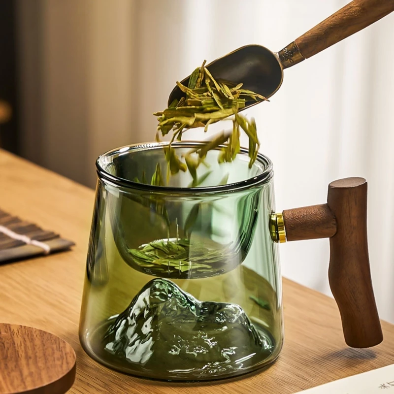 GIANXI Glass Tea Cup With Wood Handle Chinese Heat Resistant