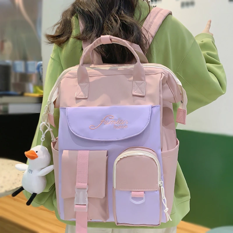 Bolso universitario de moda impermeable para niña, mochila escolar de viaje nailon, mochila para mujer, bolsos para ordenador para mamá, bolsos de moda para mujer| | AliExpress