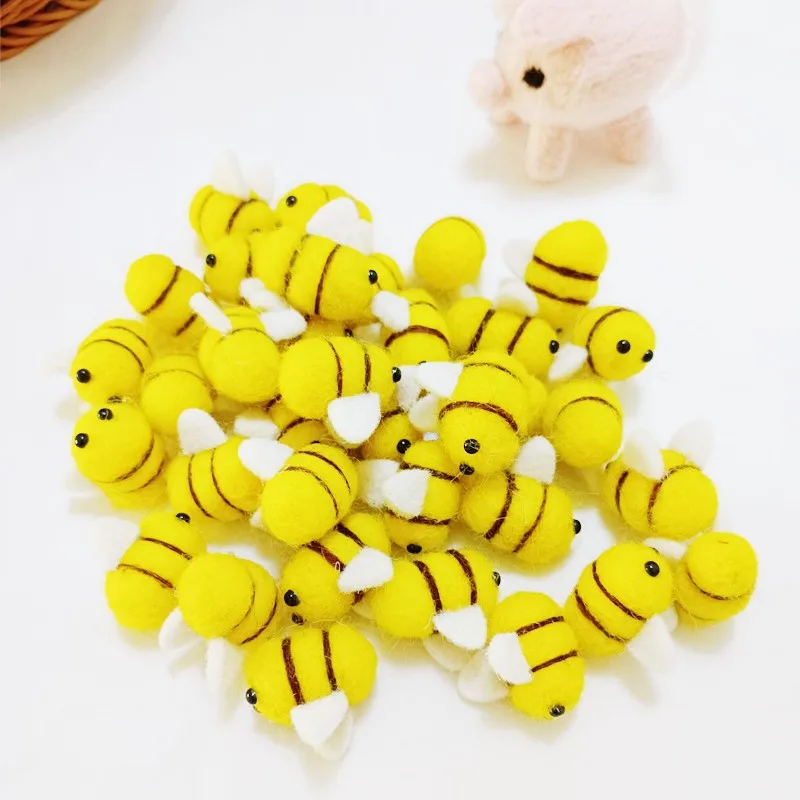 Yellow bee pompom hair ball, 5-50pcs 20*25mm polyester, child DIY handmade material for hat clothing headdress wedding party