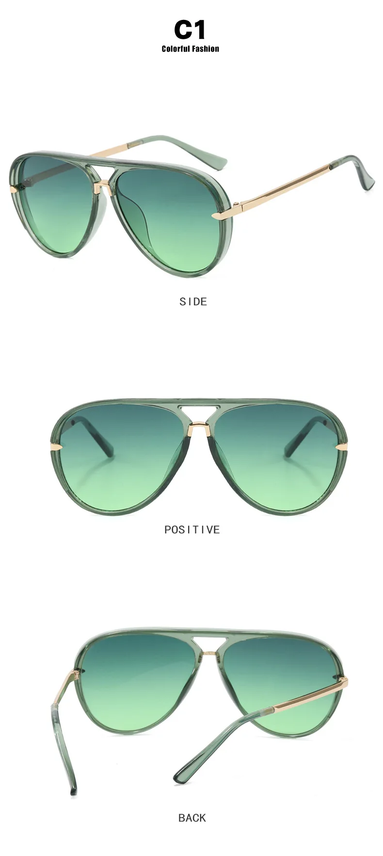 Vintage Übergroße Piloten-Metallsonnenbrille für Damen 2025 Markendesigner-Brille Modische Hochwertige Sonnenbrille UV400 Lentes De Sol – Detail 10
