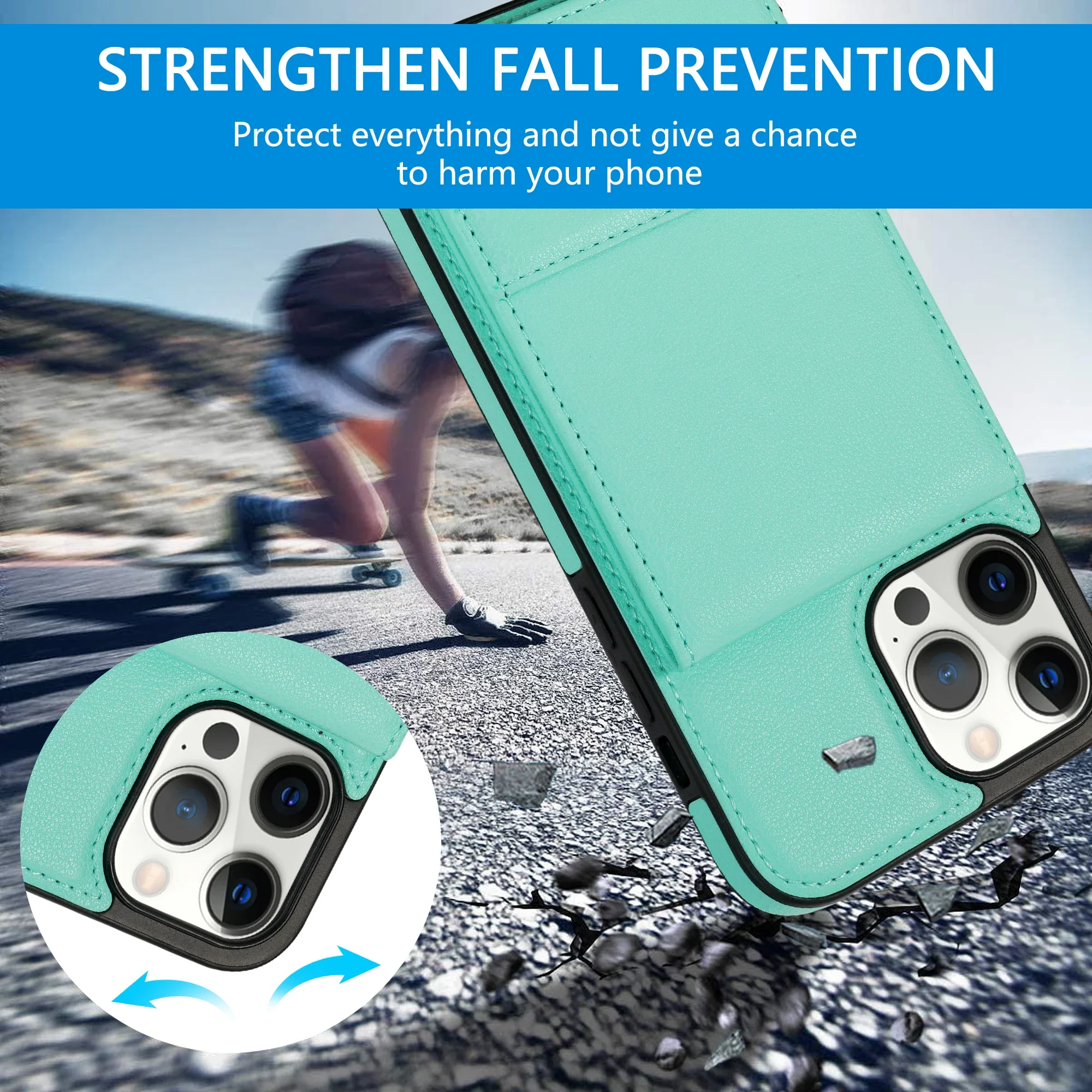 Vertical Card Slot Leather Wallet Phone Case with Magnetic Stand Cover