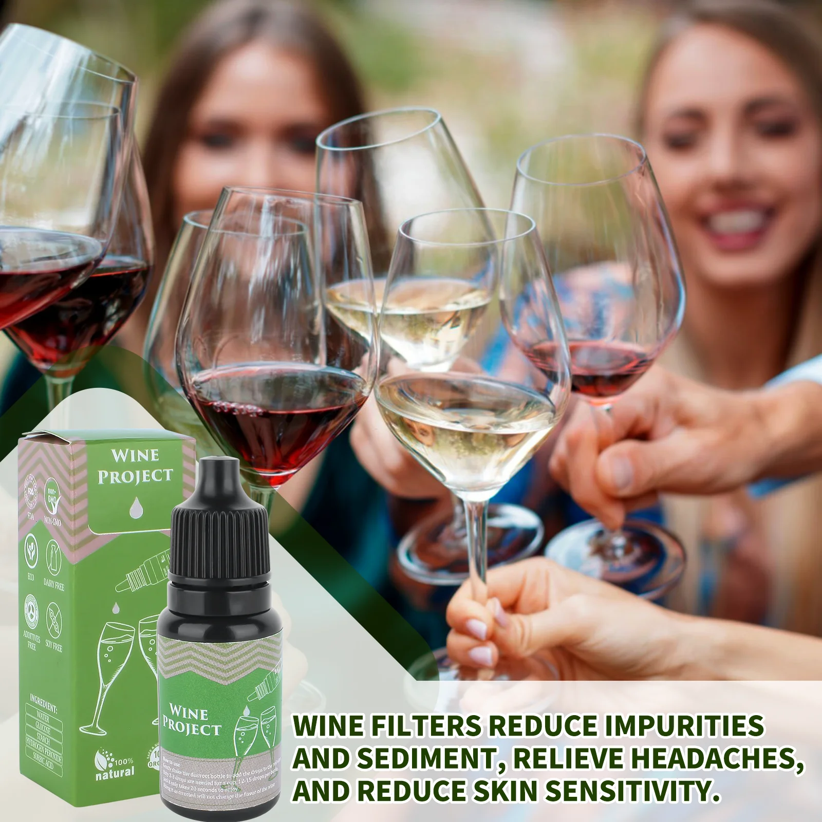 Wine filter removes sulfites and histamines reduces tannins prevents allergies and headaches great gift for tasting wine wine filter