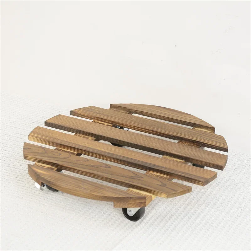 Move Potted Plants Pot Tray Carbonized Wood Base Heavy-Duty Wheels plant saucer plastic plant saucer