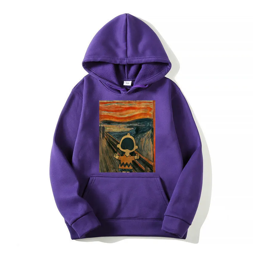 thumbnail image 1 of Sudadera con capucha de Peanuts Charlie Brown Scream Artsy para hombre y mujer, sudadera de gran tamaño con dibujos animados a la moda, para primavera y otoño, 1 of 5