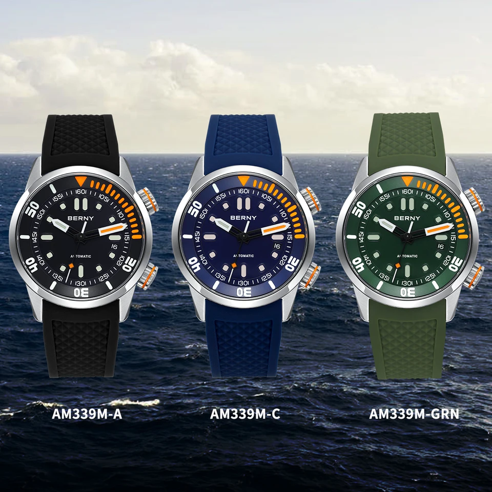 ◎ BERNY 腕時計 メンズ AM339自動巻きダイビングウォッチAM339M