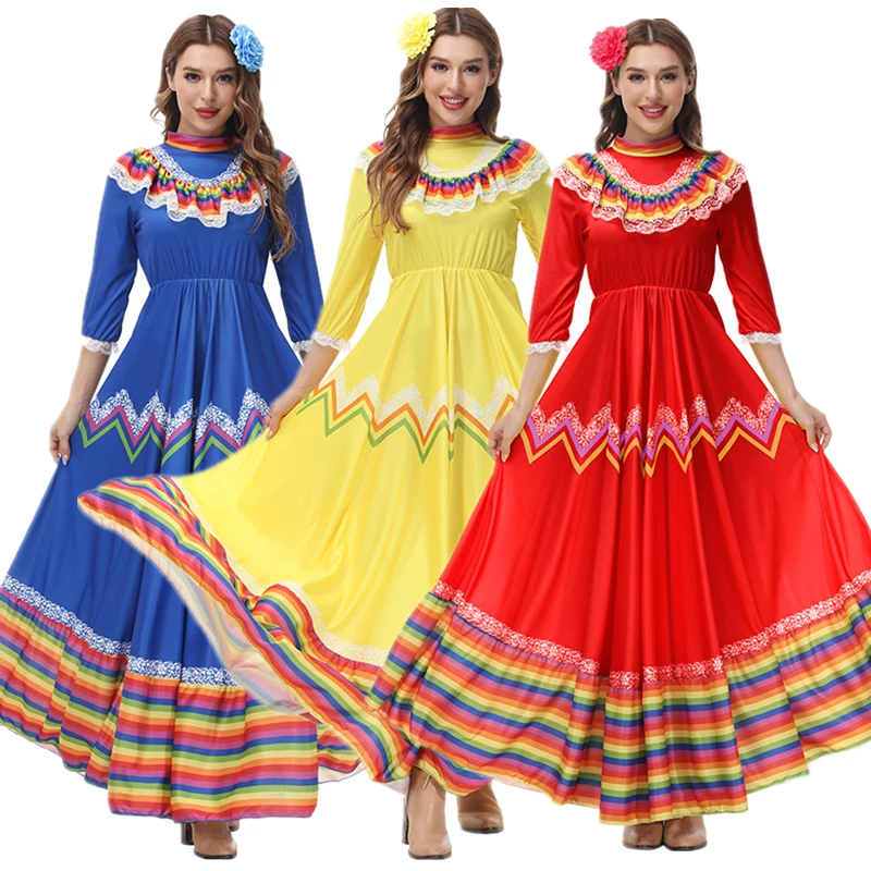Vestido Mexicano Infantil Arco-Íris - Tradicional, Ombro De Fora, Cinco De Mayo