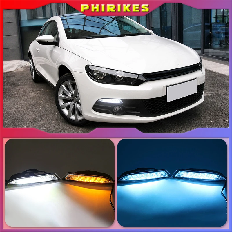 

For VW Scirocco 2008-2013 Car Front LED side marker Lamp Amber Turn Signal Lights and White DRL Daytime Running Lights