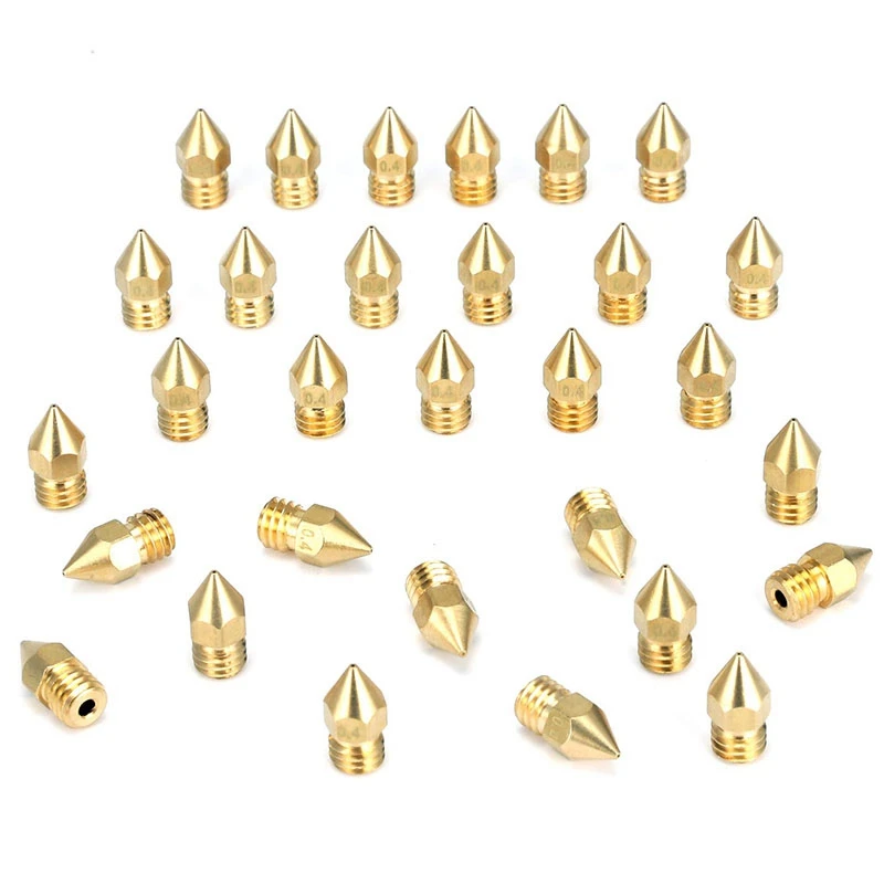 3D 프린터 압출기 Nozzle-MK8, Ender 3 Anet A8 Makerbot MK8 Creality CR-10 CR-10S S4 S5 3Pro 5 용 깍지, 0.4mm, 30 개