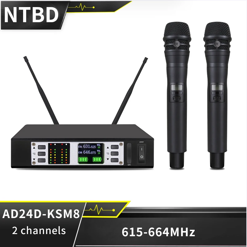 (에서 선박 us) nbd 무대 공연 파티 힙합 회의 라이브 방송 AD24D-KSM8 UHF 전문 듀얼 무선 마이크