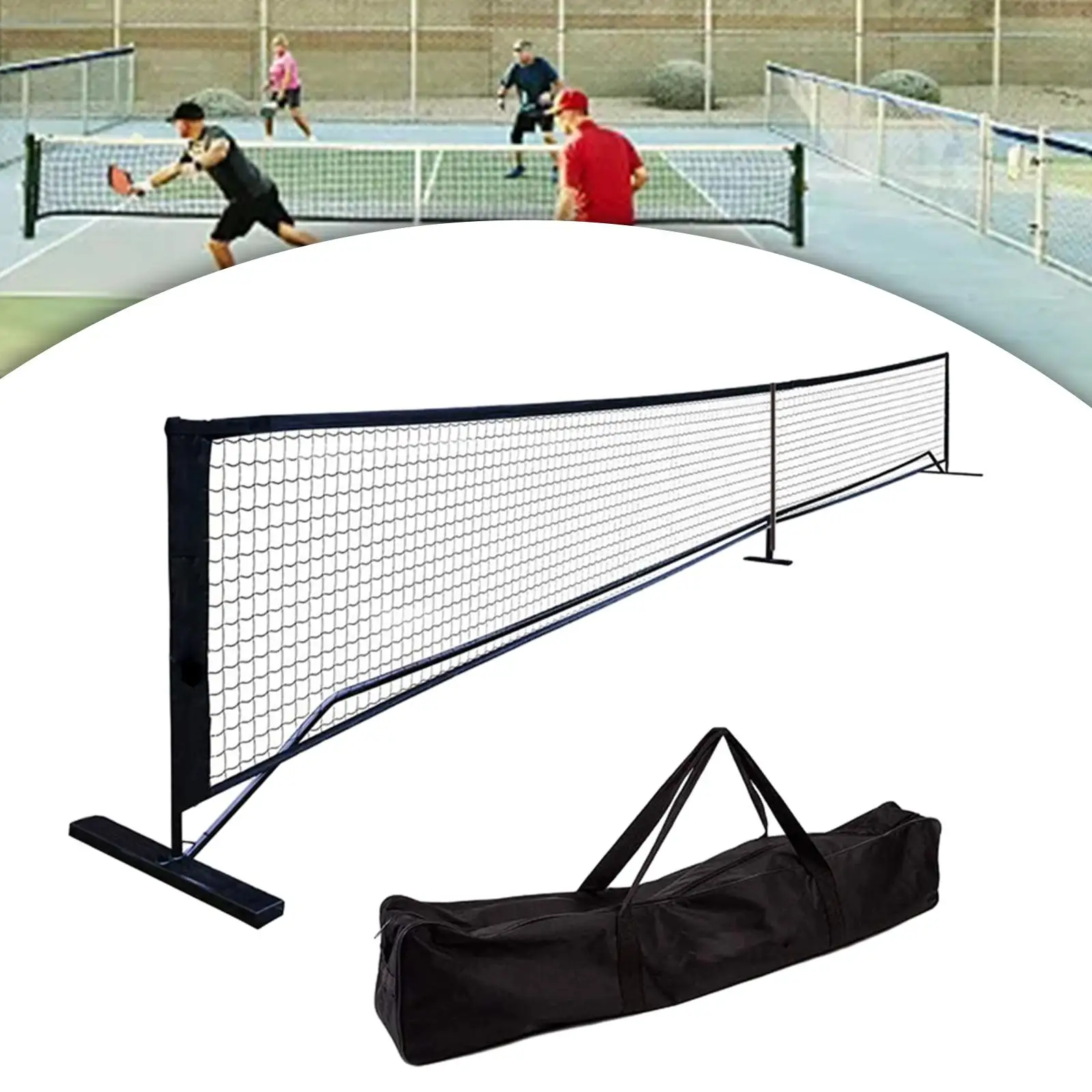 Portable Pickleball Net Set Black 670cmx91cm Backyards Beginners Game Iron Frame with Storage Bag Professionals Driveway Matches