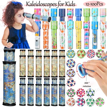12-100Pcs Random Color Kaleidoscopes Classic Educational Toys for Kid Birthday Rotating Magic Kaleidoscopes for Classroom School
