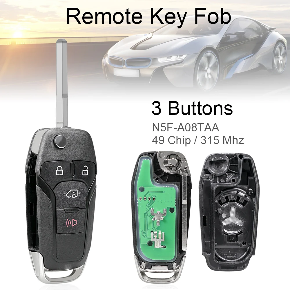 

3 Buttons 315MHz Keyless Smart Remote Car Key Fob 49 Chip N5F-A08TAA for Ford Transit 2019-2020 2020-2021 Ford Transit Connect