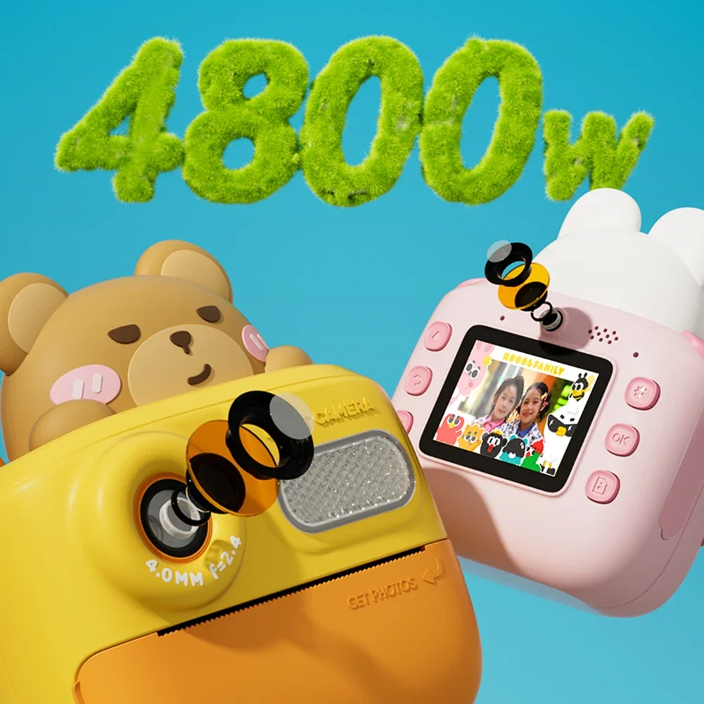 어린이용 즉석 카메라 디지털 카메라, 1080P 비디오 카메라, 어린이 셀카 카메라, 여아 장난감 선물, 소년 생일 휴일 여행, 48MP