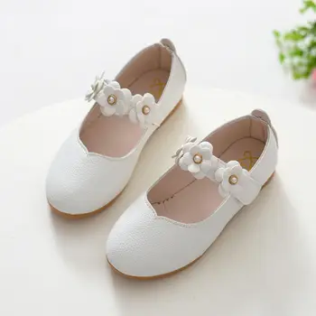 New fashion girls small leather shoes Korean version of the foreign-style cute princess shoes kids breathable white school dance 1