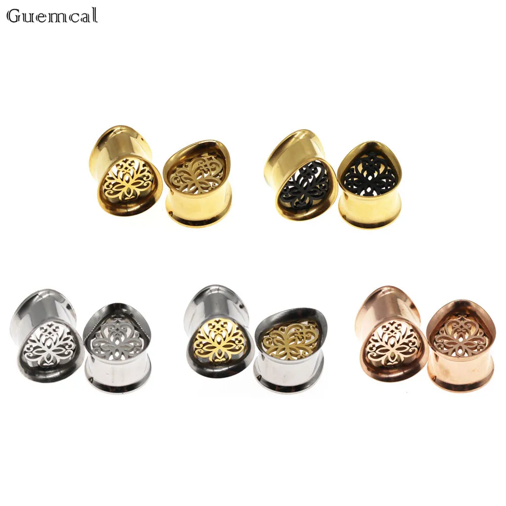 

Guemcal 2 Pcs Ear Piercing Tunnels Fashion Body Jewelry Ear Gauges Expanders 8-25mm Piercing