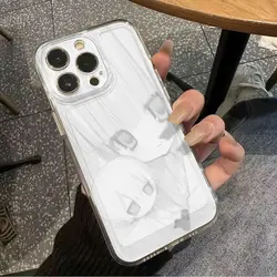 Cute Anime Gentle Girl Pattern Transparent Phone Case Cover - iPhone 15 (A)