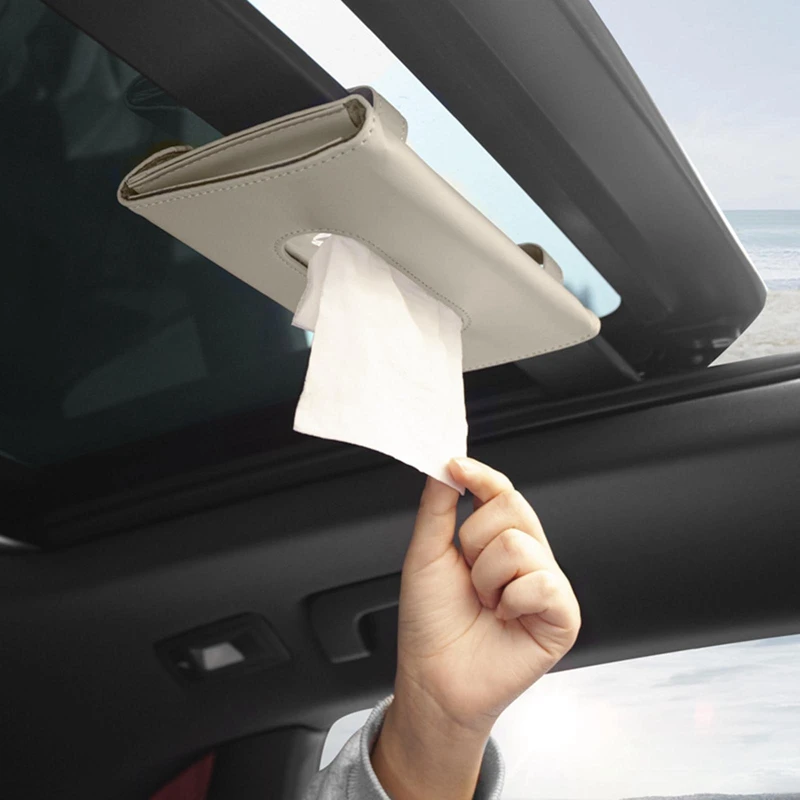 Car Interior Accessories Car Tissue Holder Simple Hook/strap Universal Car Tissue Holder PU Leather Hanging Paper Towel Clip Backseat Tissue Case