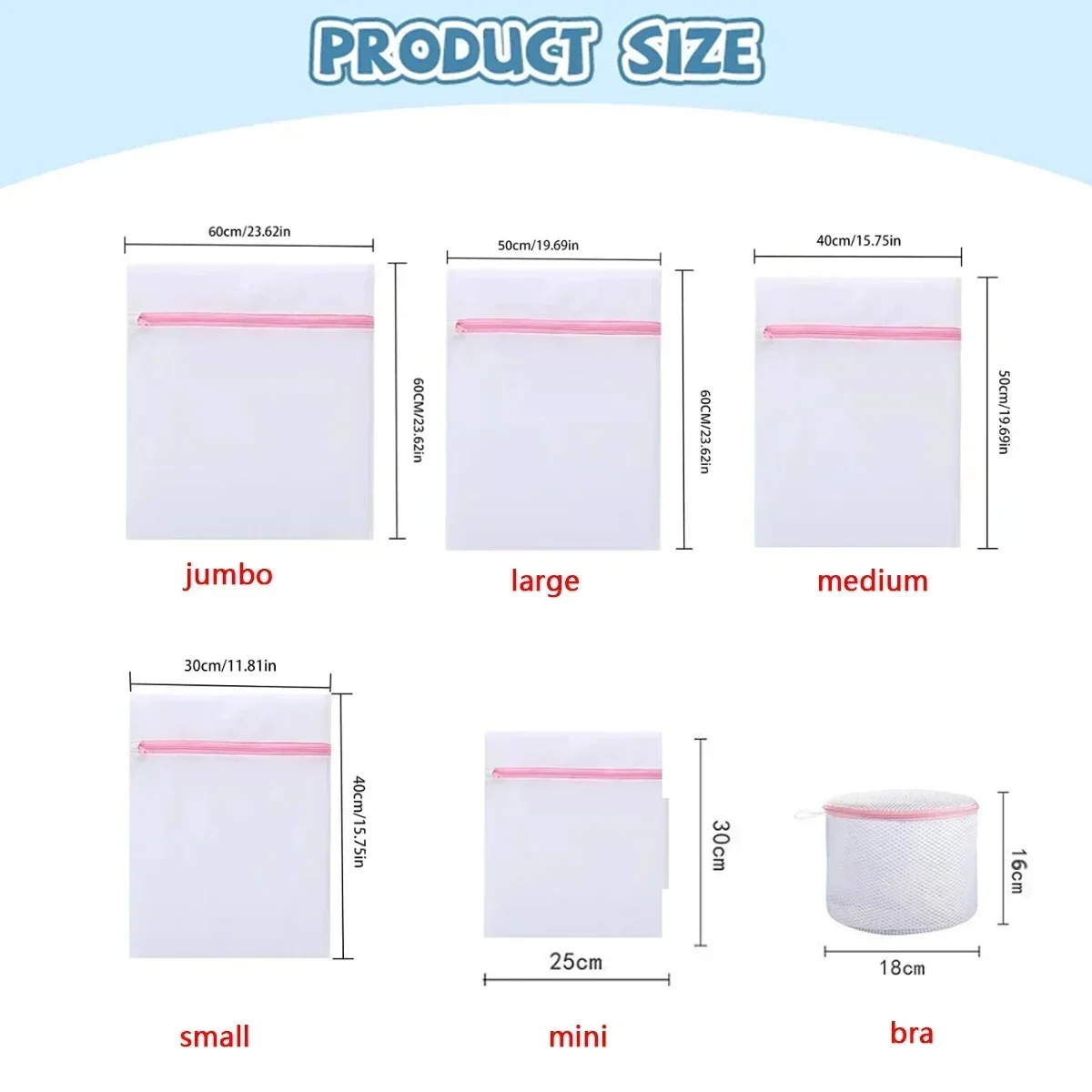 6pcs Laundry Bag Set Anti-tangling Mesh Bag Sorting and Cleaning Underwear and Sweaters Home Laundry Helper Anti-color Change 6