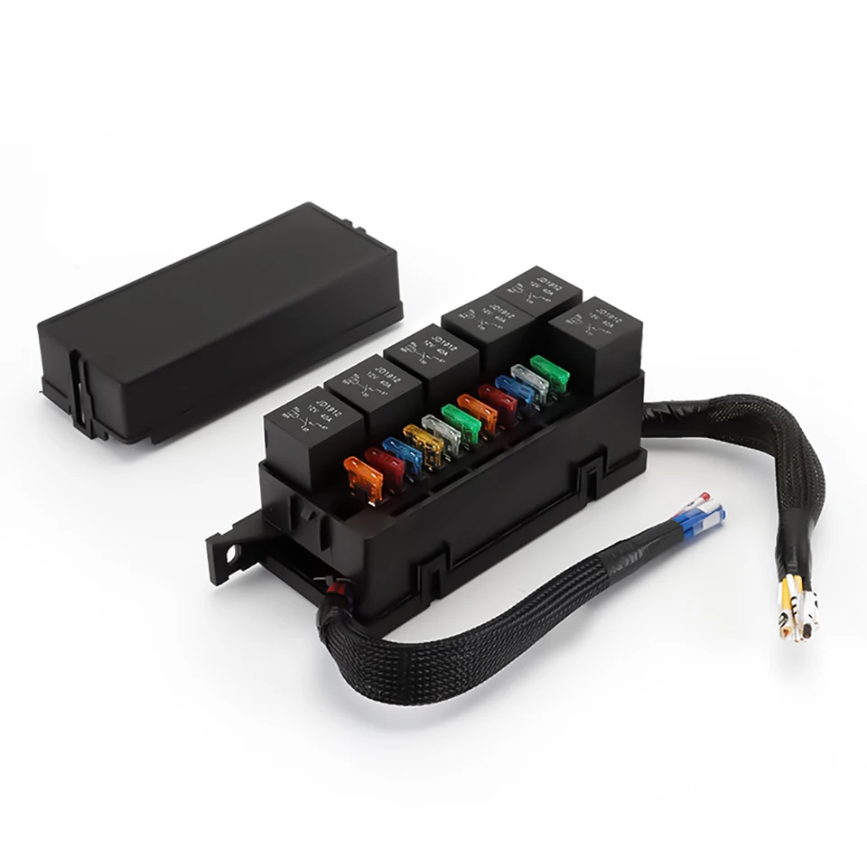 Blocco Relè E Fusibili Pre-cablato 12V – 11 Slot Con 6 Relè 40A E Fusibili Assortiti – Scatola Impermeabile Per Auto, Camper, Barca
